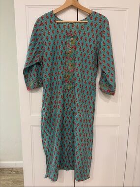 Indian Block Print Floral Tunic - size 40